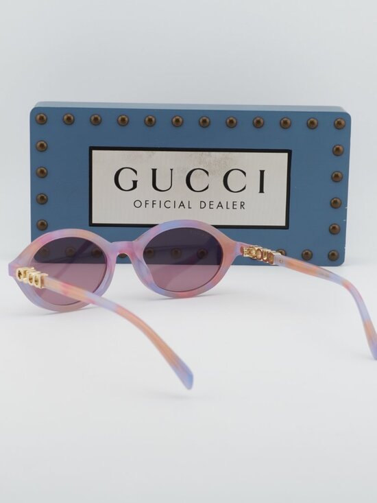 Gucci GG2153S 005 Oval Sunglasses – Pink Havana / Violet main image 10